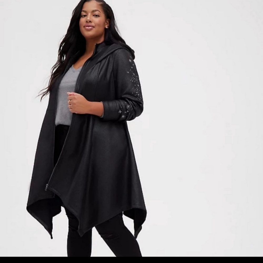TORRID SIZE 2 Embroidered Coat/ Jacket-Deathly Hallows Harry Potter Faux…